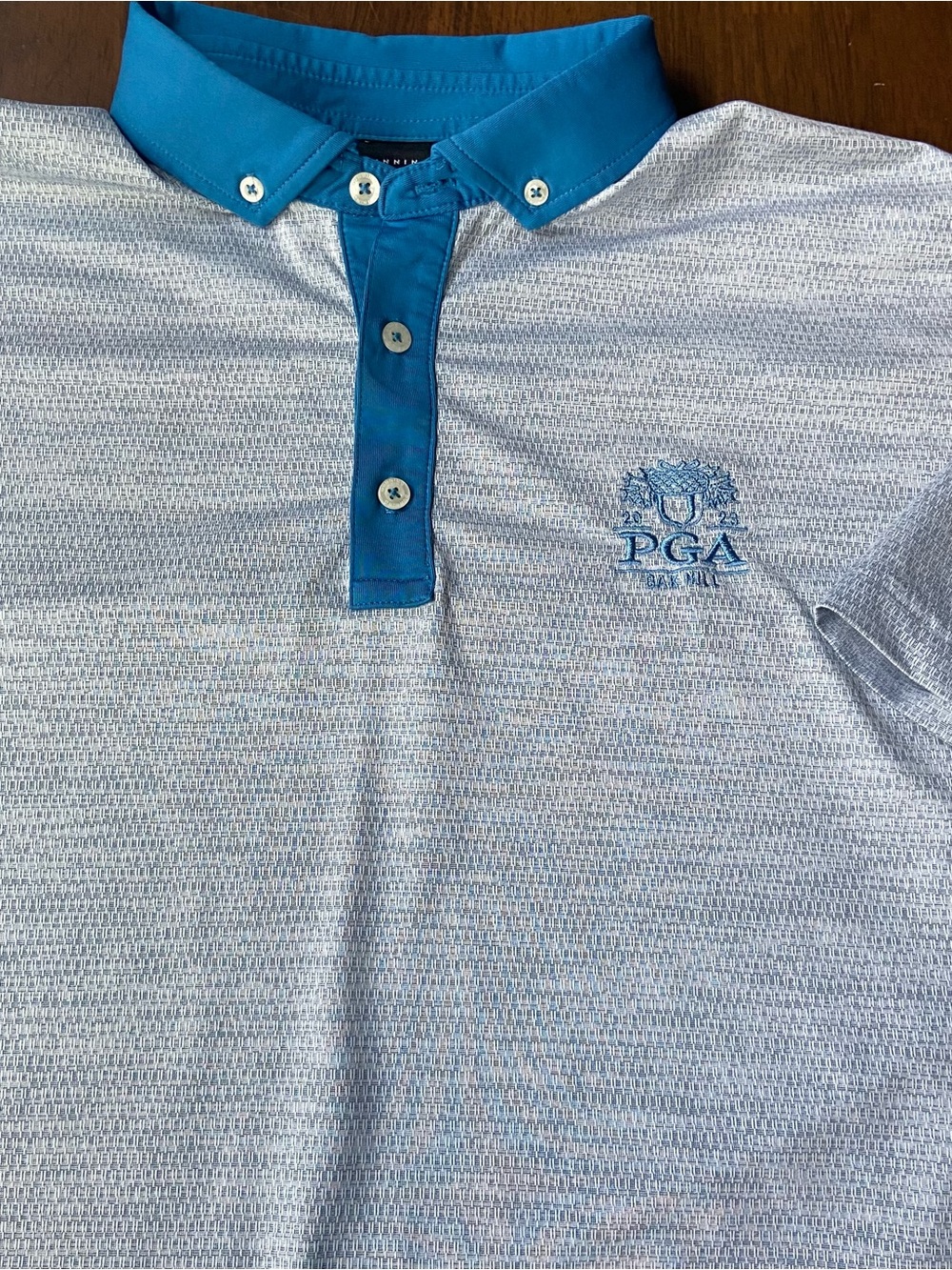 Dunning Golf 2023 PGA Championship Oak Hill Polo Shirt Mens Size Medium Blue